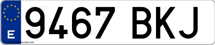 Ejemplo de matrícula de coche ordinaria 9467 BKJ