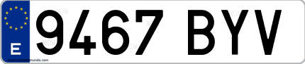 Ejemplo de matrícula de coche ordinaria 9467 BYV