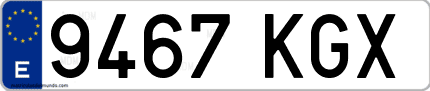 Ejemplo de matrícula de coche ordinaria 9467 KGX