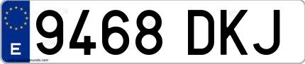 Ejemplo de matrícula española 9468 DKJ