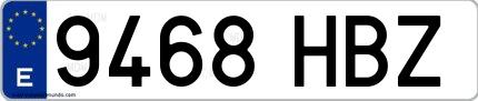 Ejemplo de matrícula española 9468 HBZ