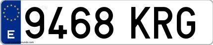 Ejemplo de matrícula española 9468 KRG