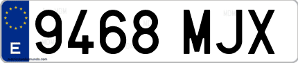Ejemplo de matrícula de coche ordinaria 9468 MJX