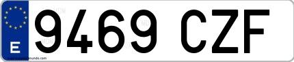 Ejemplo de matrícula española 9469 CZF