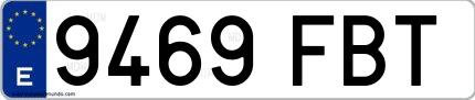 Ejemplo de matrícula española 9469 FBT