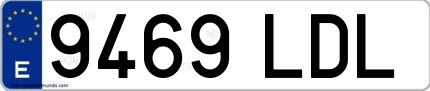 Ejemplo de matrícula española 9469 LDL
