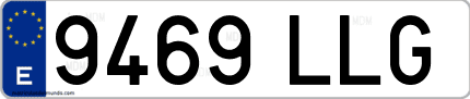 Ejemplo de matrícula de coche ordinaria 9469 LLG