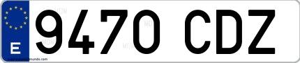 Ejemplo de matrícula española 9470 CDZ