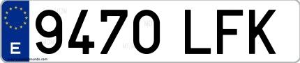 Ejemplo de matrícula española 9470 LFK