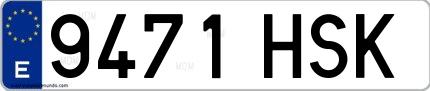 Ejemplo de matrícula española 9471 HSK