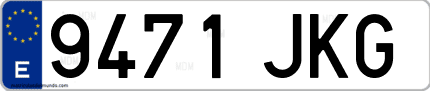 Ejemplo de matrícula de coche ordinaria 9471 JKG