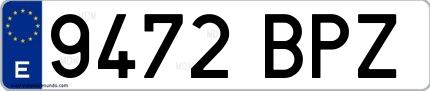 Ejemplo de matrícula española 9472 BPZ