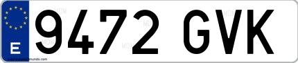 Ejemplo de matrícula española 9472 GVK