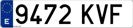Ejemplo de matrícula española 9472 KVF