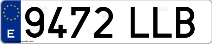 Ejemplo de matrícula de coche ordinaria 9472 LLB