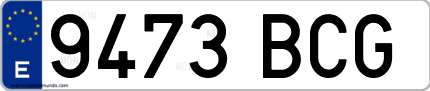 Ejemplo de matrícula de coche ordinaria 9473 BCG