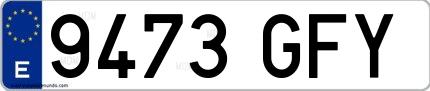 Ejemplo de matrícula española 9473 GFY