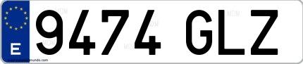Ejemplo de matrícula española 9474 GLZ