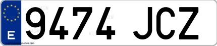 Ejemplo de matrícula española 9474 JCZ
