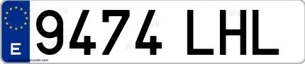Ejemplo de matrícula española 9474 LHL