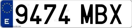 Ejemplo de matrícula española 9474 MBX