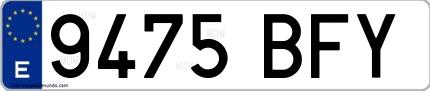 Ejemplo de matrícula española 9475 BFY