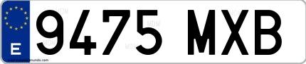 Ejemplo de matrícula española 9475 MXB