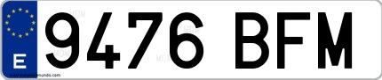 Ejemplo de matrícula española 9476 BFM
