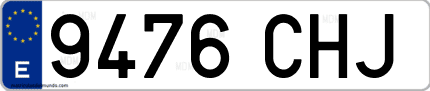 Ejemplo de matrícula de coche ordinaria 9476 CHJ