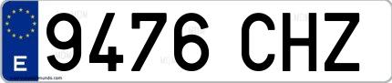Ejemplo de matrícula española 9476 CHZ