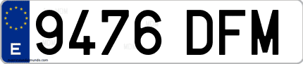 Ejemplo de matrícula de coche ordinaria 9476 DFM