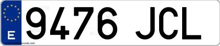 Ejemplo de matrícula española 9476 JCL