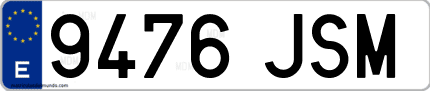 Ejemplo de matrícula de coche ordinaria 9476 JSM