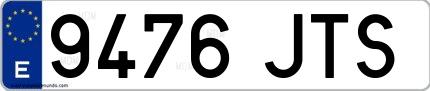 Ejemplo de matrícula española 9476 JTS