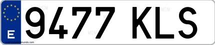 Ejemplo de matrícula española 9477 KLS