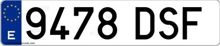 Ejemplo de matrícula española 9478 DSF