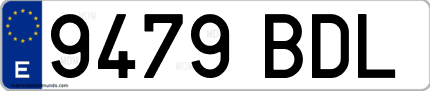 Ejemplo de matrícula de coche ordinaria 9479 BDL
