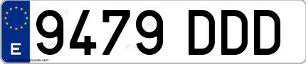 Ejemplo de matrícula española 9479 DDD