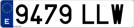 Ejemplo de matrícula española 9479 LLW