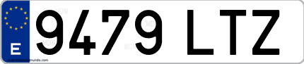 Ejemplo de matrícula de coche ordinaria 9479 LTZ