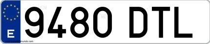 Ejemplo de matrícula española 9480 DTL