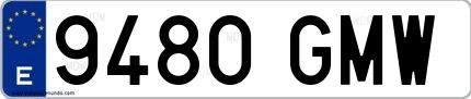 Ejemplo de matrícula española 9480 GMW