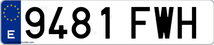 Ejemplo de matrícula de coche ordinaria 9481 FWH