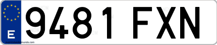 Ejemplo de matrícula de coche ordinaria 9481 FXN