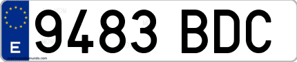 Ejemplo de matrícula de coche ordinaria 9483 BDC