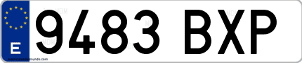Ejemplo de matrícula de coche ordinaria 9483 BXP