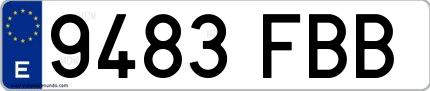 Ejemplo de matrícula española 9483 FBB