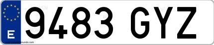 Ejemplo de matrícula española 9483 GYZ