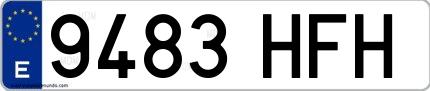 Ejemplo de matrícula española 9483 HFH