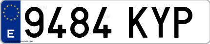 Ejemplo de matrícula de coche ordinaria 9484 KYP